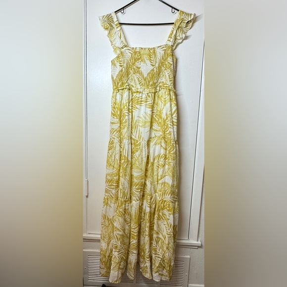 Nanette Nanette Lepore Maxi Tiered Ruffle Tropical Floral Palm White Dress 12 - Picture 2 of 13